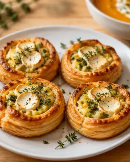 Recettes entrées chaudes faciles et rapides : mini feuilletés poireaux-chèvre