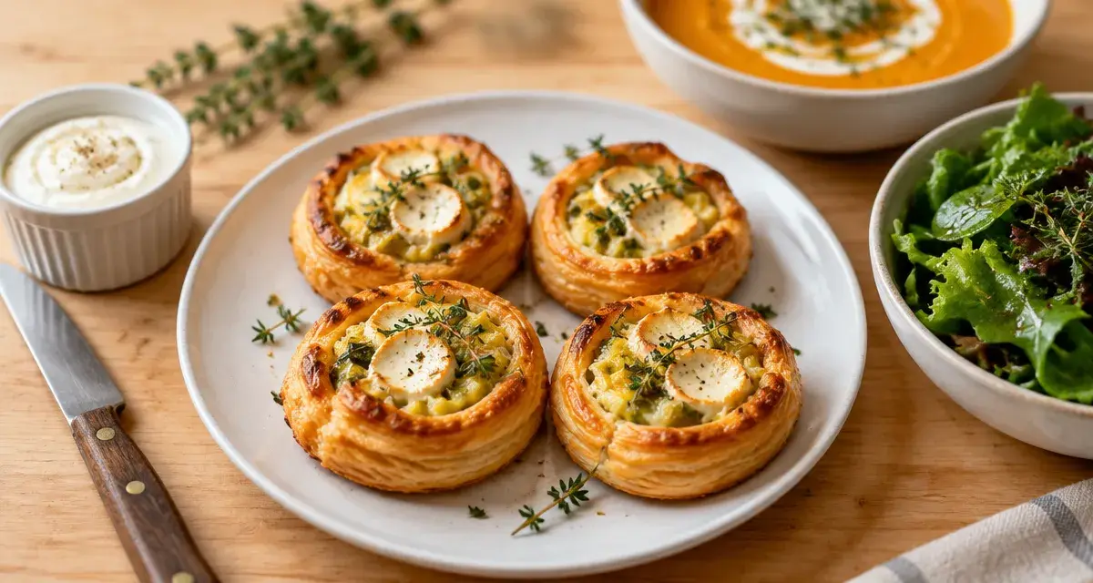 Recettes entrées chaudes faciles et rapides : mini feuilletés poireaux-chèvre
